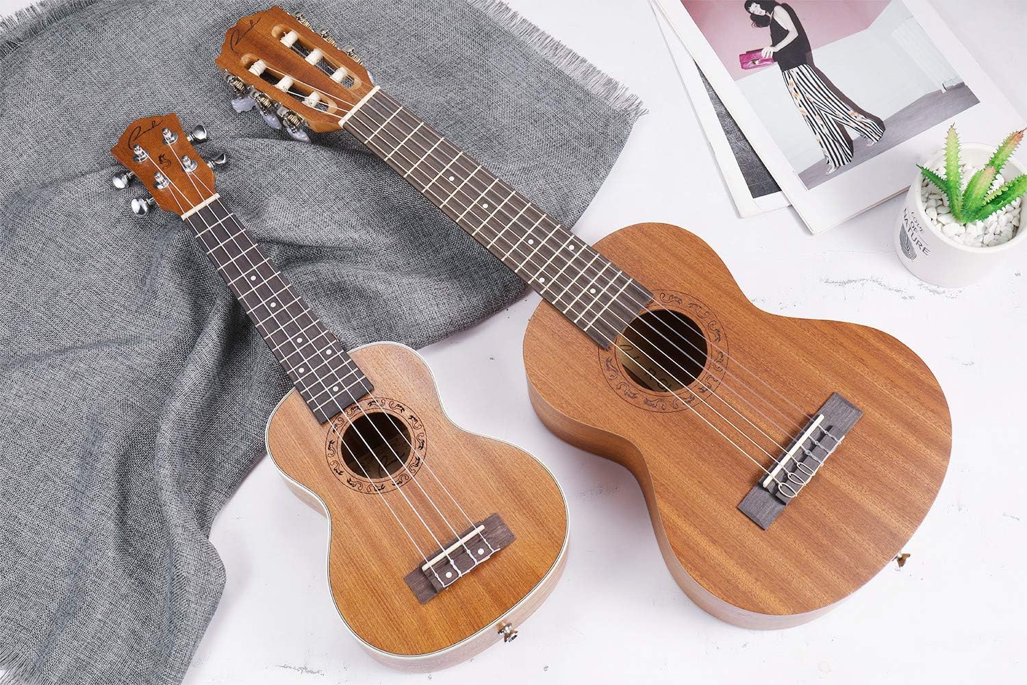 Ranch Guitalele Acoustic 28 inch Professional 6 Strings Guitar Ukulele Small Travel Classical Guitarlele Kit for Beginners Pack Bundle Gig bag, Tuner, Strap, Strings Set