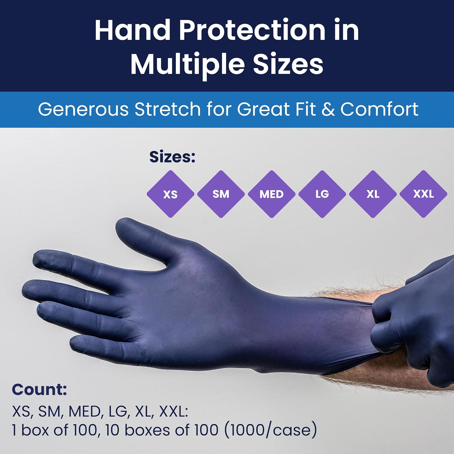 Adenna GL-NCF235BKFXX KODA 5.5 Mil Powder-Free Nitrile Exam Gloves for Sensitive Skin, Medical Grade, Dusk Blue, 2X-Large-ack of 10, Count 900
