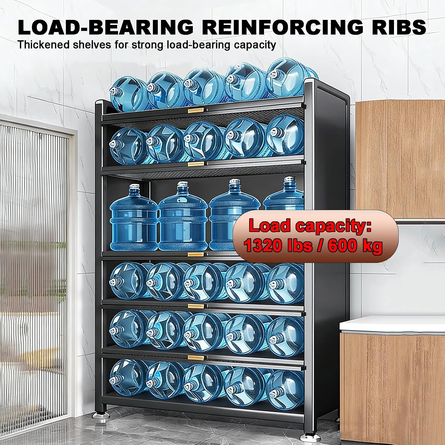 Kitchen Appliance Storage Freestanding Kitchen Storage Cabinet with Transparent Doors, Multifunctional Storage for Microwave Oven Spices, Pots, and Pans (Color : 5 Layers, Size : 60cm/23.6in)