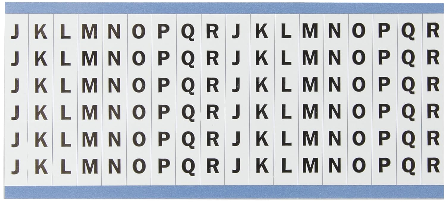 Brady CAB-J-R-PK Glossy Permanent Vinyl (B-708), Black on White Consecutive Letters Cable Marker Card (25 Cards)