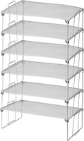 YBM HOME Stackable Shelf Storage Rack for Kitchen, Bathroom, and Office, Silver Mesh Wire Stainless Steel Organizer with Interlocking Legs, Foldable Design to Put Away (Large, 6-Pack)