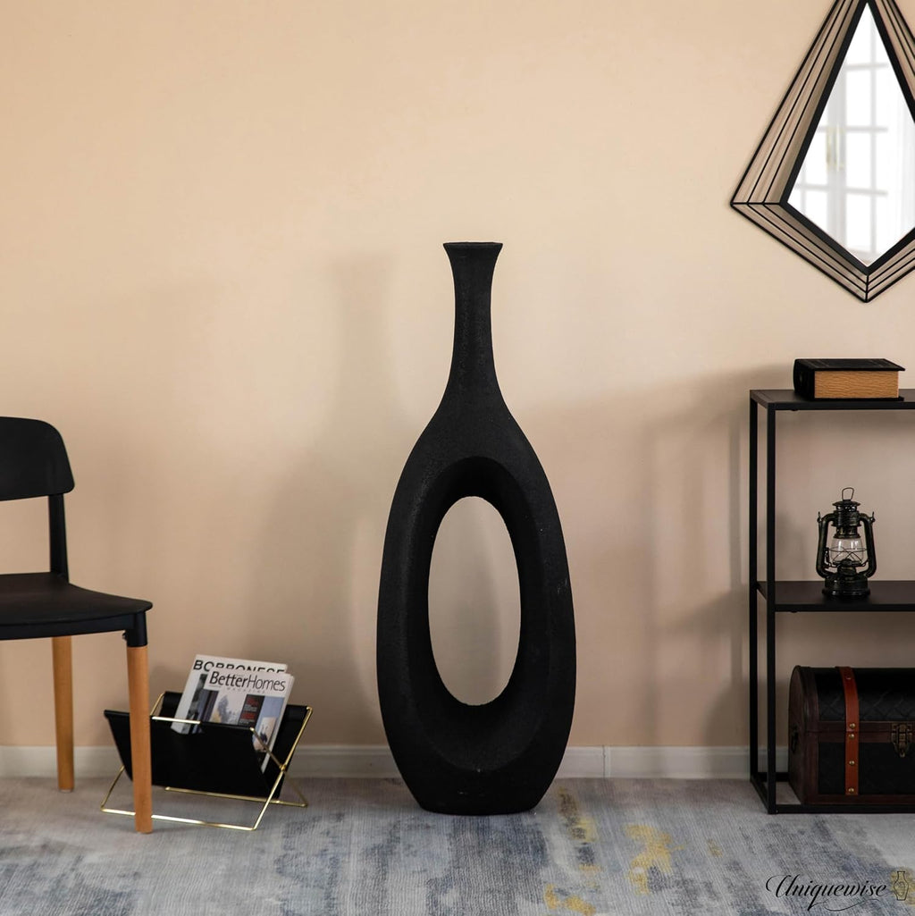 44-Inch Frosted Black Fiberglass Tall Floor Vase - Decorative Vase for Modern Home Decor, Perfect for Living Room, Home Office, Bedroom, Kitchen, Coffee Bar, Farmhouse Decor, and Wedding Centerpieces