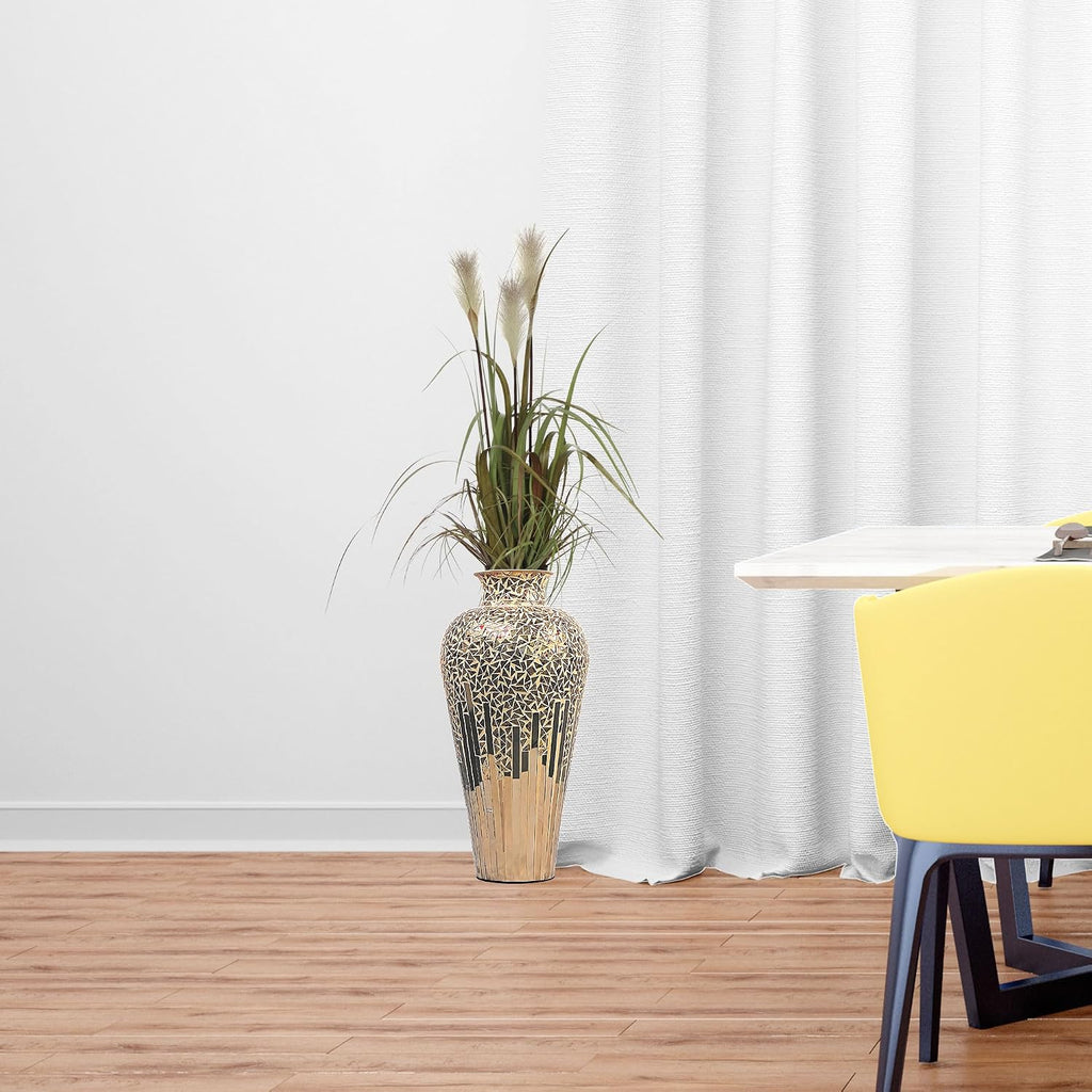 Tall Mosaic Floor Vase 22 Inch – Handmade Multi Golden Sands Glass Mosaic Vase for Pampas Grass & Flowers | Decorative Metal for Living Room, Entryway, Bedroom & Table Centerpiece Decor