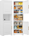 SISESOL 67' Tall Narrow Storage Cabinet with 2 Door and 7 Shelves,Slim Kitchen Pantry Cabinet,White Metal Bathroom Cabinets,Large Cupboard for Home,Kitchen,Laundry,Bathroom