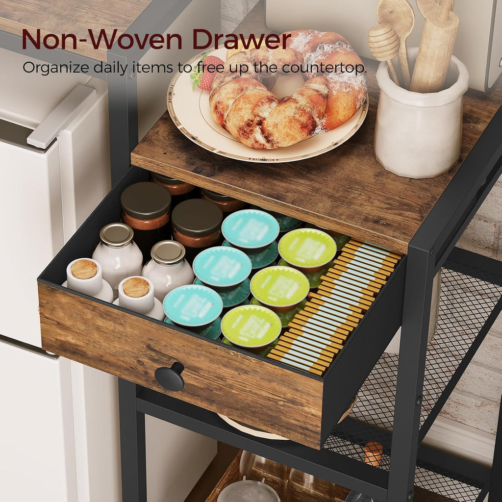 MAHANCRIS Bakers Rack and Fridge Stand Bundle, Bakers Rack with Refrigerator, Microwave Stand with Storage, Coffee Bar Station with 1 Drawer, Storage Shelf for Kitchen, BRHR5401-RSHR5401