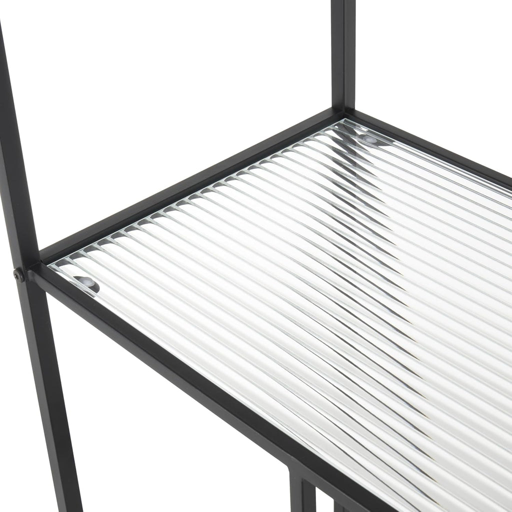 Deco 79 Metal 4 Shelf Shelving Unit with Clear Glass Shelves, 32' x 13' x 58', Black