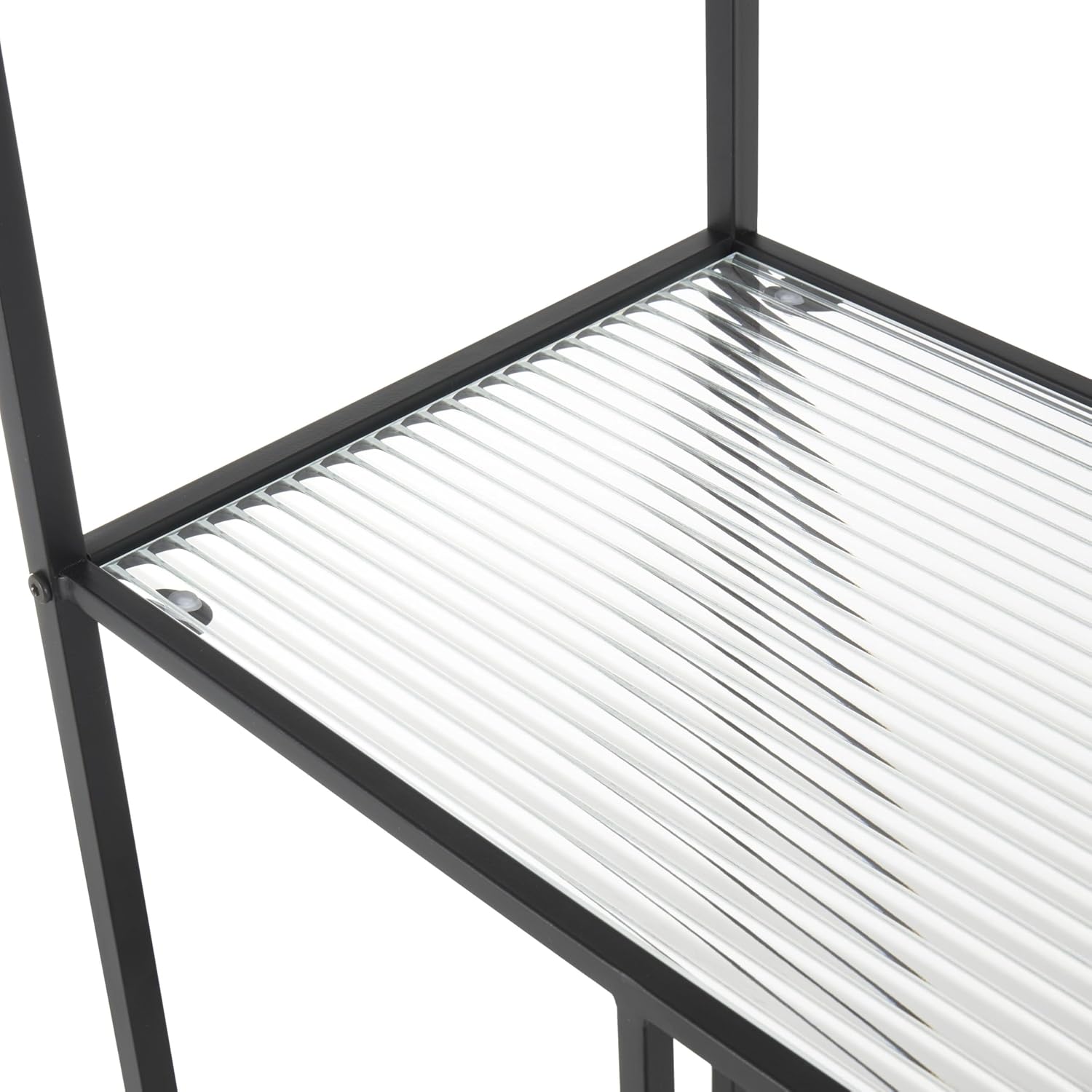 Deco 79 Metal 4 Shelf Shelving Unit with Clear Glass Shelves, 32' x 13' x 58', Black