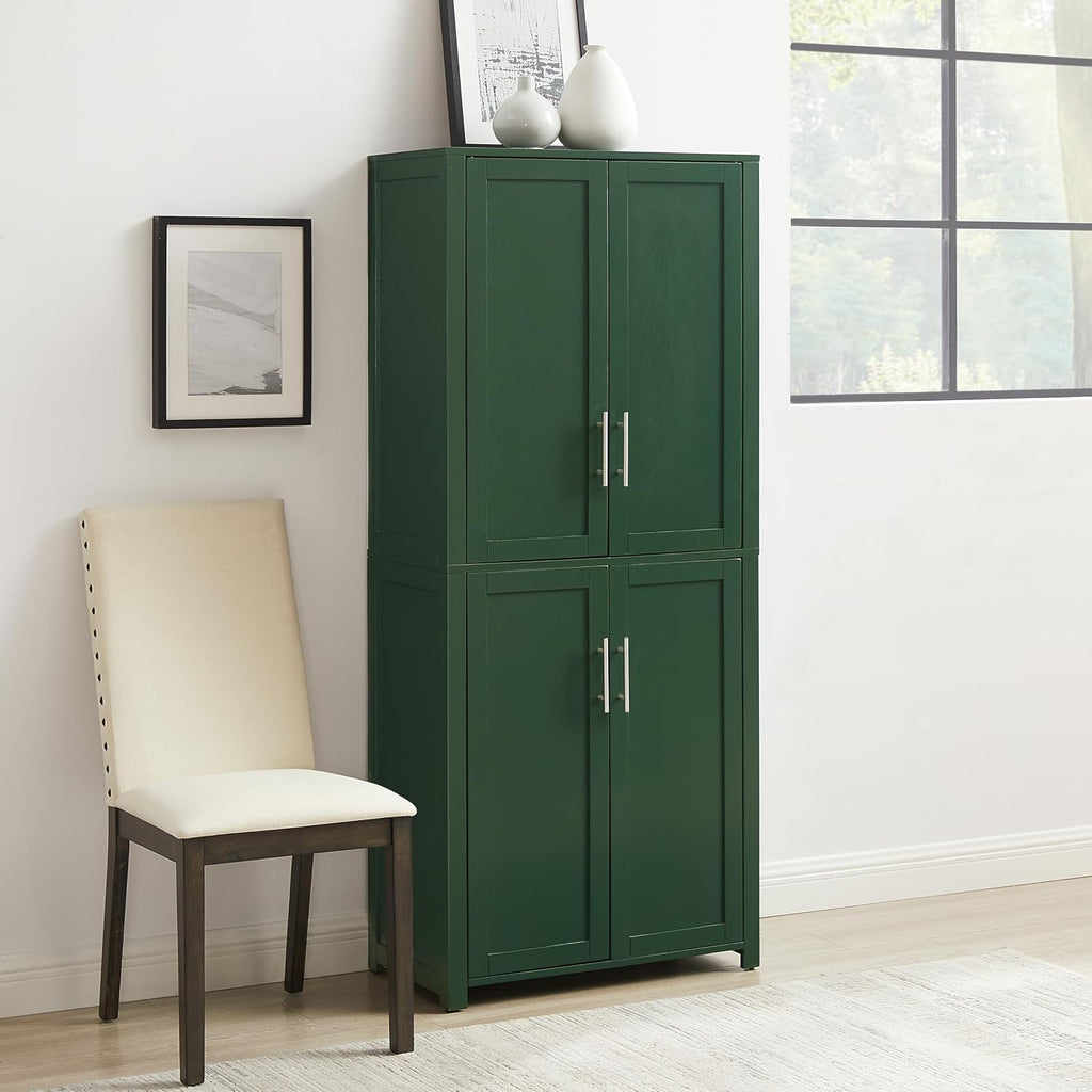 Crosley Furniture Savannah Tall Pantry Storage Cabinet with Shelves, Kitchen, Dining, or Laundry Room, Hunter Green