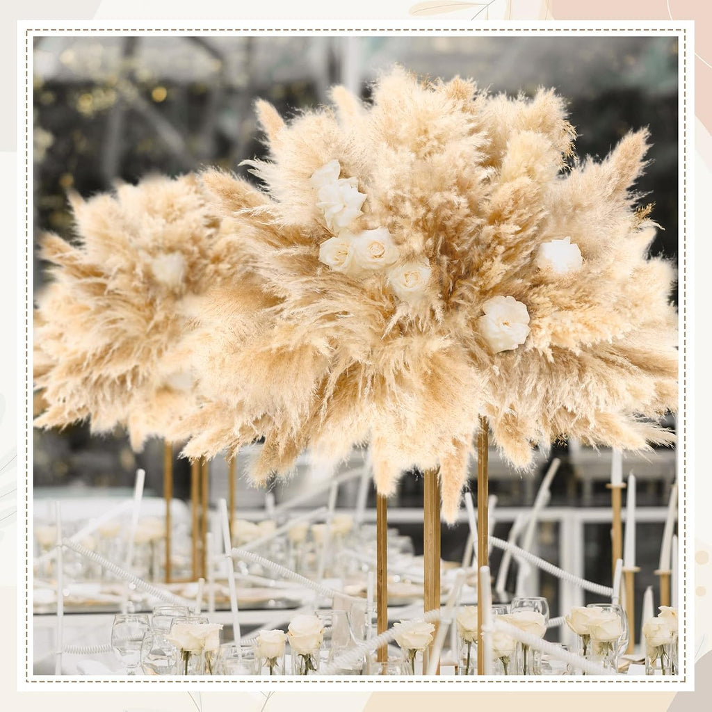 Tigeen 140 Stems Natural Dried Pampas Grass Decor, Large Pampas Grass for Tall Floor Vase, Natural Beige Pompas, Dried Flower Bouquet for Wedding, Party, Farmhouse, Boho Home Decor, 40 Inch