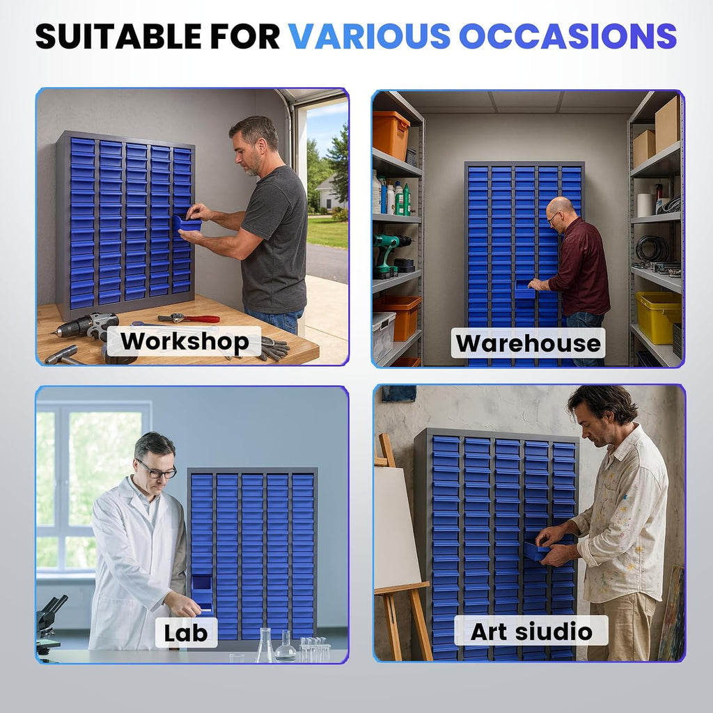 100-Drawer Small Parts Organizer, Nut and Bolt Organizer, Bolt Bin, Grey Metal Storage Cabinet Tool Cabinet with Drawer for Garage, Workshop, Home & Office