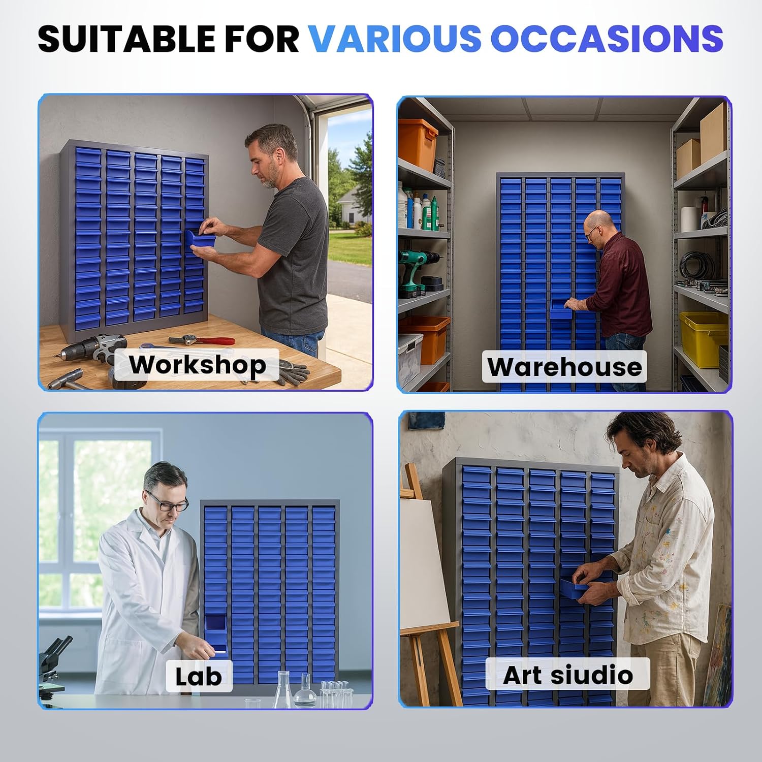 100-Drawer Small Parts Organizer, Nut and Bolt Organizer, Bolt Bin, Grey Metal Storage Cabinet Tool Cabinet with Drawer for Garage, Workshop, Home & Office