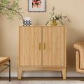 BORNOON Storage Cabinet with Doors and Adjustable Shelf, Modern Fluted Sideboard Buffet Cabinet, Freestanding Coffee Bar for Kitchen, Pantry, Entryway, Living Room (Natural Oak)