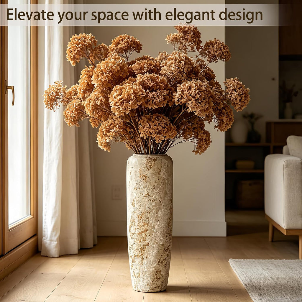 Rustic Oversized Ceramic Floor Vase – 23.6 Inch Handpainted Rustic Pottery Vase, Extra Tall Neutral Vases for Corner, Foyer & Large Floral Arrangements