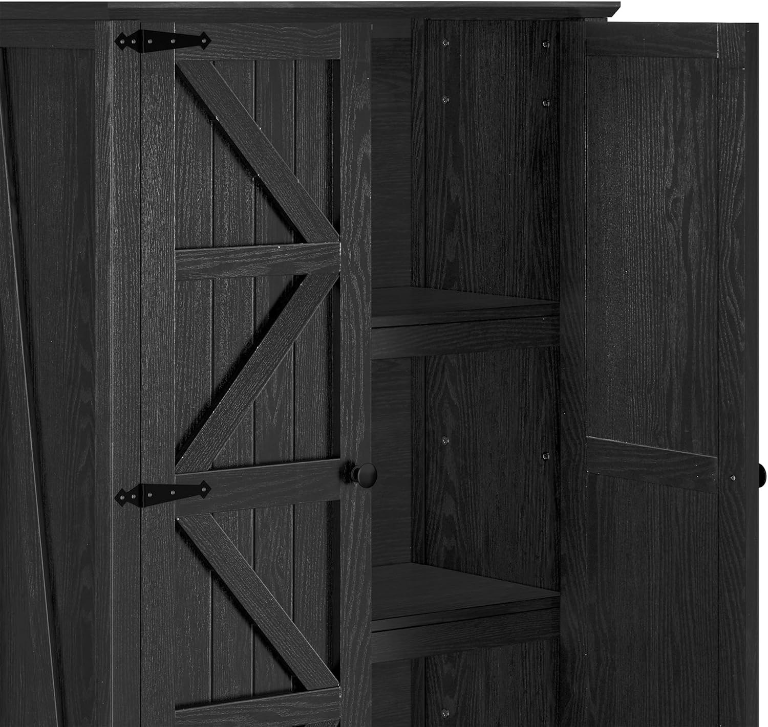 DWVO Farmhouse Kitchen Pantry Cabinet, 64.5' Tall Storage Cabinet with 2 Drawers and Adjustable Shelves, Versatile Storage for Living Room, Dining Room or Hallway, Oak Black