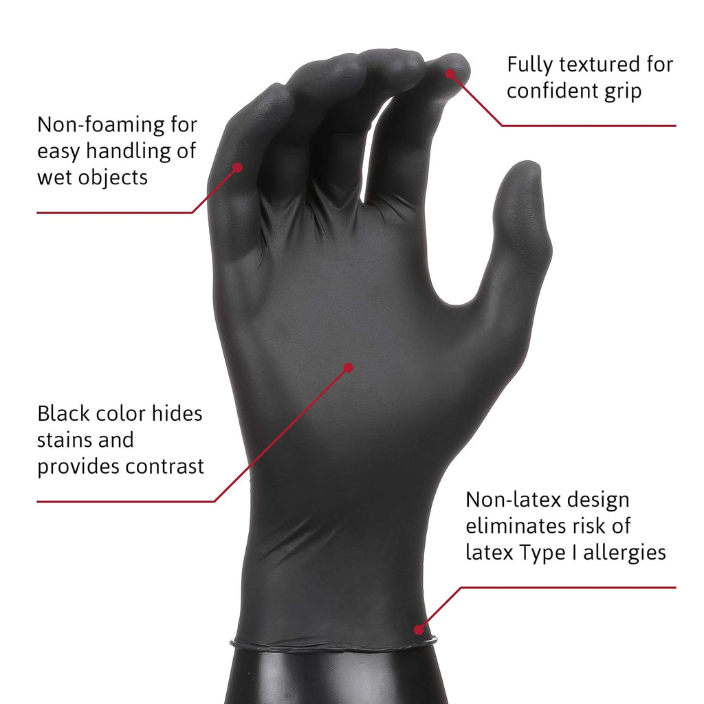 Ansell MICROFLEX MidKnight MK-296 Exam Standard Gloves - Size L, Black (Case of 1000)