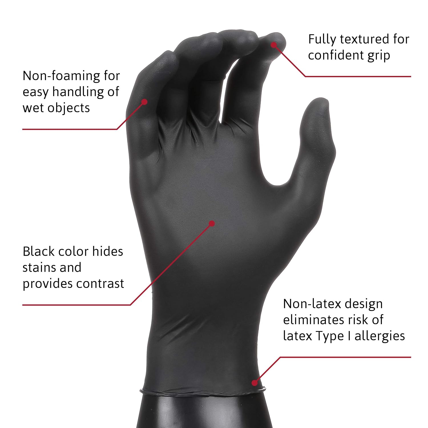 Ansell MICROFLEX MidKnight MK-296 Exam Standard Gloves - Size L, Black (Case of 1000)