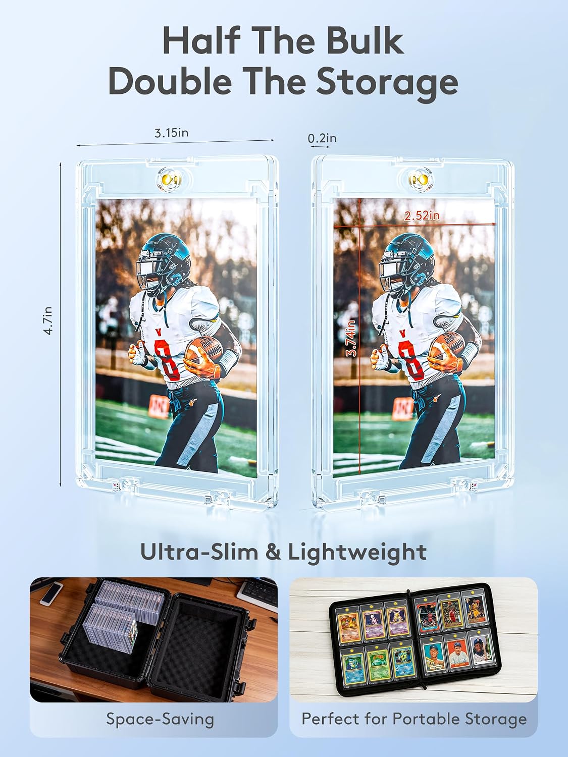 Magnetic Card Holder, Super Thin Premium 35pt One Card Holder Touch Card Protectors Hard Plastic Mag Case for Sports, Baseball, and Collectible Trading Cards (400)