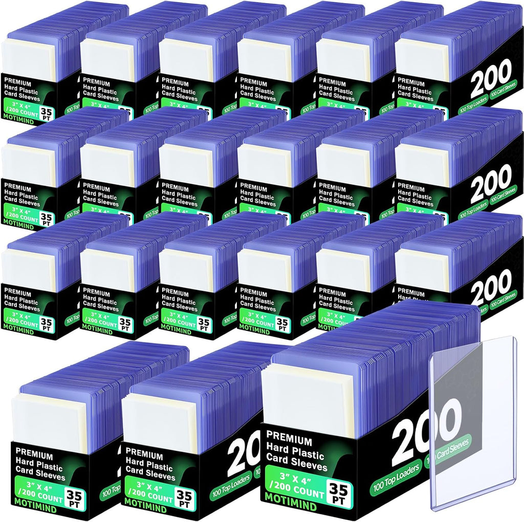MotiMind 4000 Packs Card Sleeves Hard Plastic Sleeves 3'x 4' Baseball Card Protectors for Trading Sports Game Football Cards