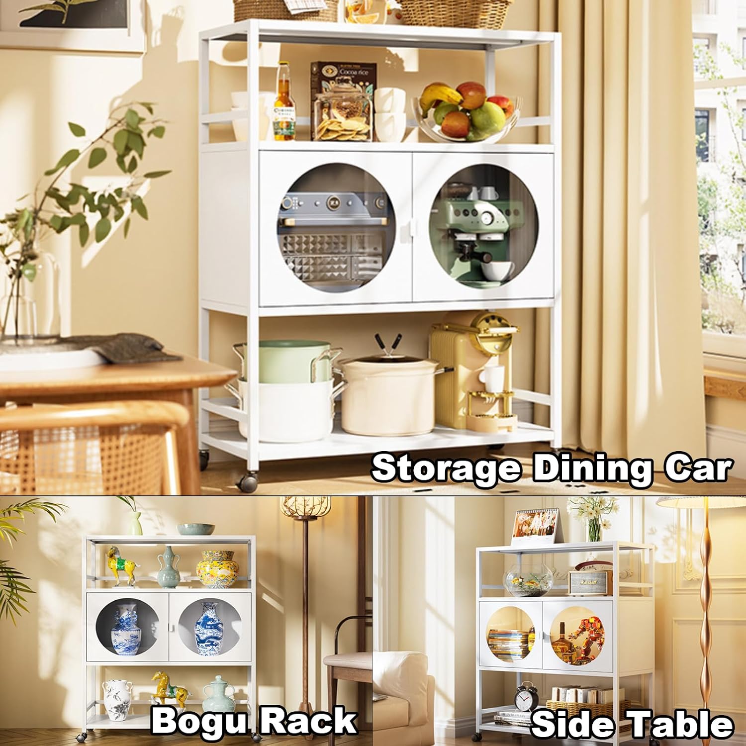 5 Tier White Baker's Rack with Drawer and Microwave Stand Adjustable Shelf Kitchen Storage Cabinet Large Capacity Storage Rack for Kitchen Organization