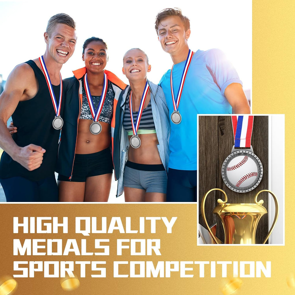 Sasylvia Blank Award Medals with Neck Ribbons Create Your Own Medals Kit Cheer Winner Participation Trophy Metal Gifts for Soccer Football Party Game