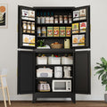 PAOFIN 75' H Metal Storage Cabinet, Pantry with 6 Door Shelves and 4 Adjustable Shelves, Leveling Foot for Kitchen, Living Room and Dinning Room, Black