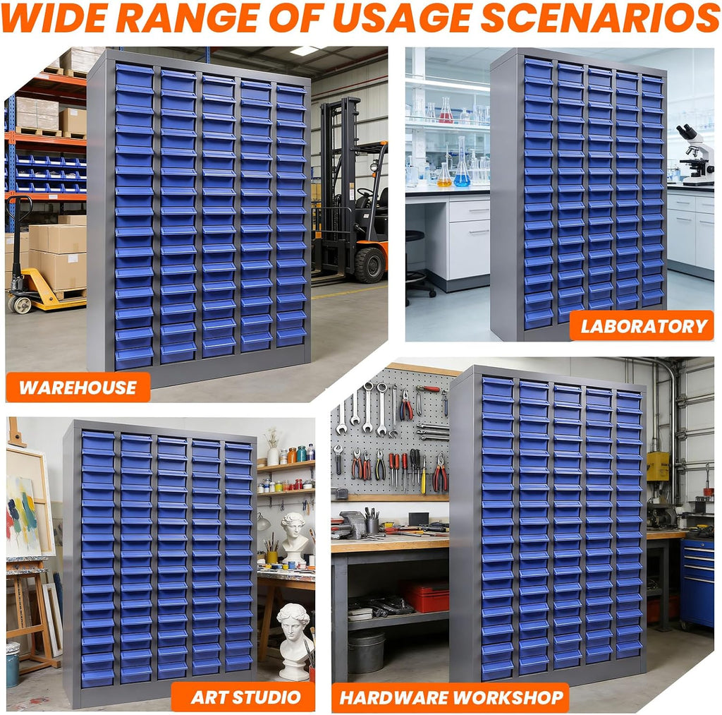 75-Drawer Nut and Bolt Organizer, 26'L X 9'W X 36'H Part Cabinet Bolt and Nut Tool Storage, Built-In Removable Partition, ABS Material Bolts Bin Tool for Workshop, Office (75 Drawers)