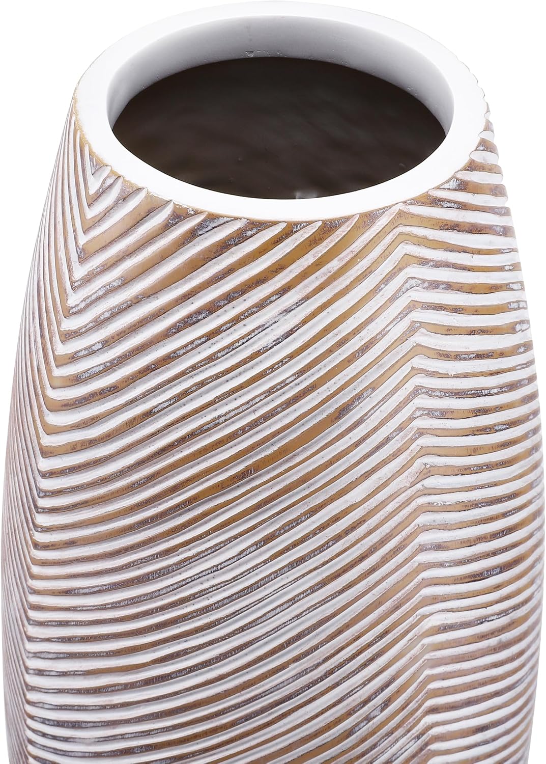 Leewadee Decorative Tall Floor Vase for Living Room Decor, 34 inches, White Wash, Resin