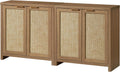 OAKHAM HOME Hampstead Storage Sideboard Cabinet with Rattan Doors and Adjustable Shelves, Buffet Kitchen Cabinet Cupboard Console for Living Room, Set of 2