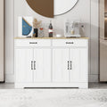 48' Farmhouse Freestanding Storage Cabinet, Kitchen Storage Bakers Rack with Drawers, Utility Food Cupboard for Home, White