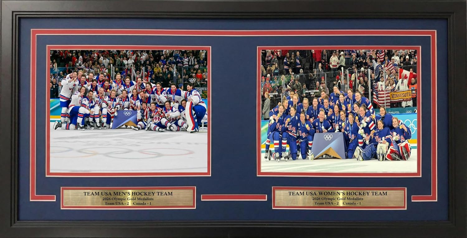 Team USA Men's & Women's Hockey 2026 Olympics 8' x 10' Framed Gold Medal Collage