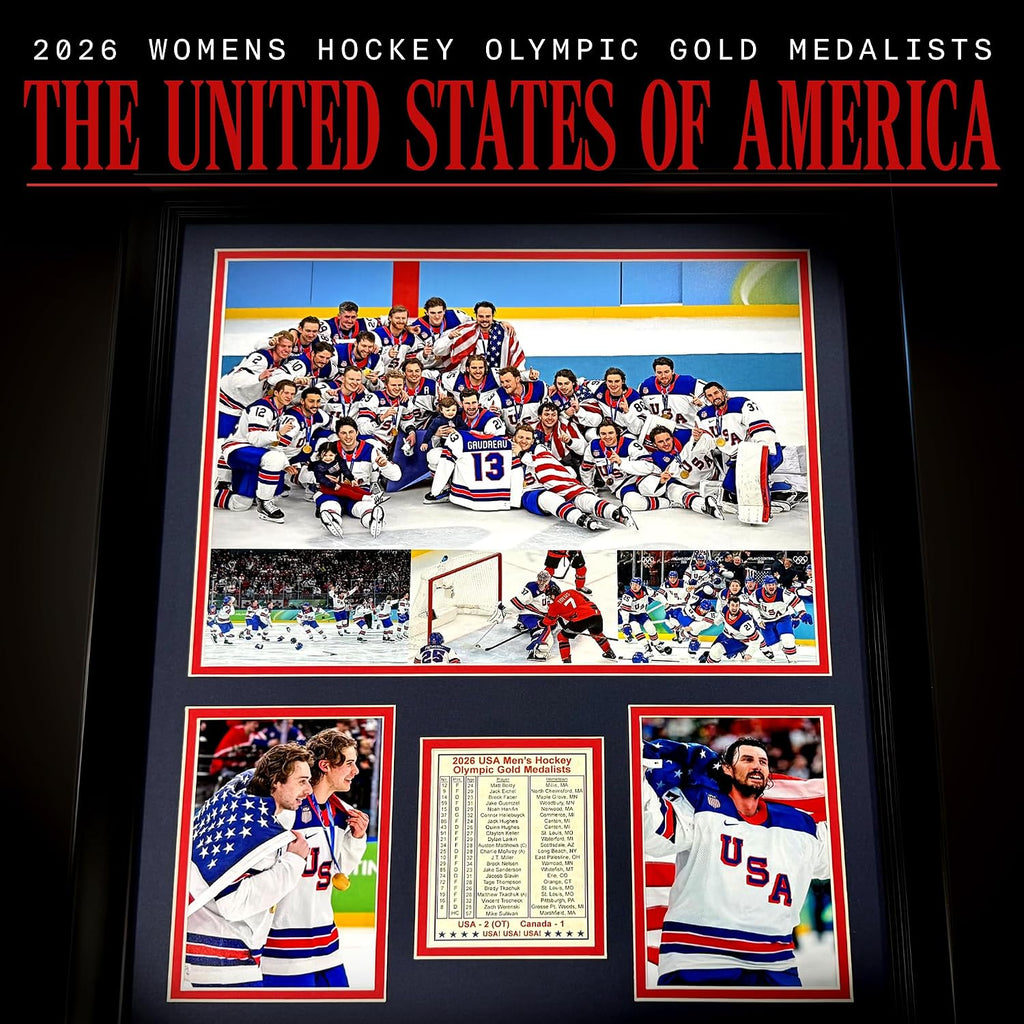 Legends Never Die 2026 USA Hockey Gold Medal Winners | Collectible Winter Olympics Ice Hockey Memorabilia | Framed Picture & Photo Collage Gift, Man Cave Wall Art, Home Decor | 2 Sizes (18'x22')