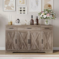 Garvee 55 in Large Buffet Sideboard Cabinet with Storage 4 Doors and 3 Drawers Kitchen Storage Cabinet Coffee Bar Buffet Table for Dining Room, Living Room, Adjustable Shelf