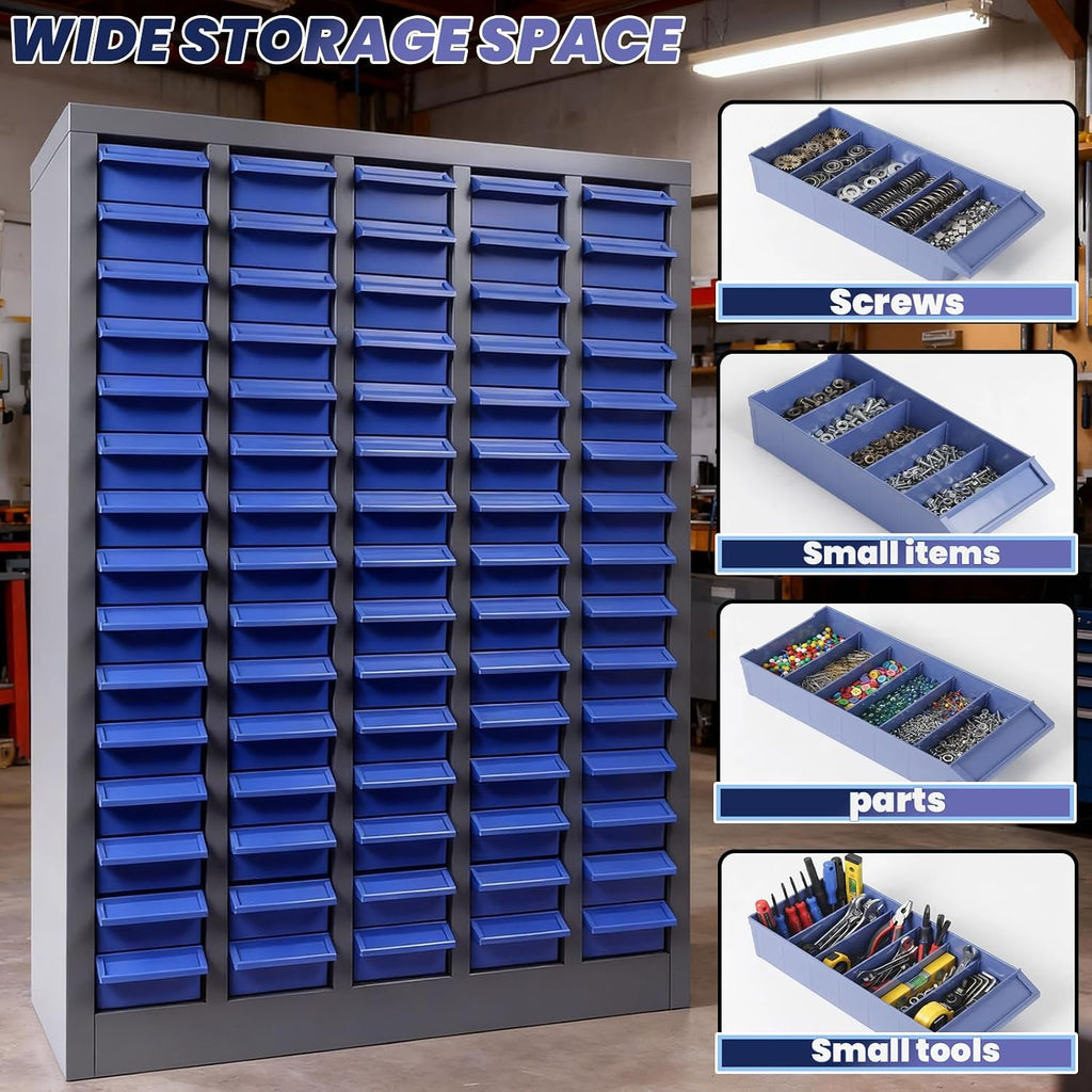 75 Drawers Nut and Bolt Organizer, 26x9x35.4 Stainless Steel Parts Cabinet with Shelfs & Labels Bolt Organizer for Workshop Tool & Hardware Storage and Organization (75 Drawers)