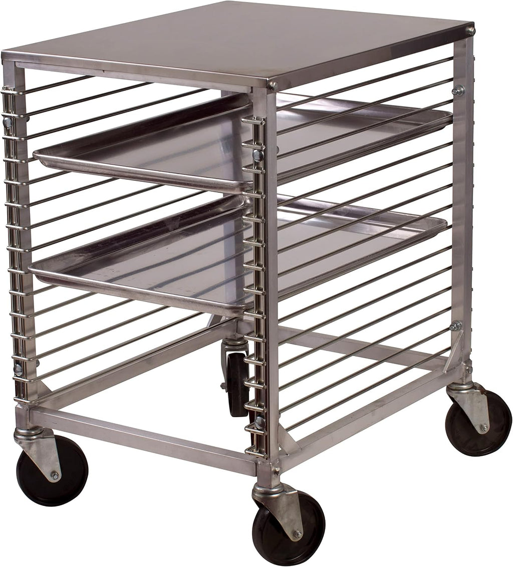 Winco 15-Tier Aluminum Sheet Pan Rack with Hard Top and Wire Slides