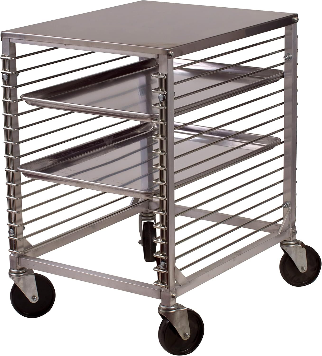 Winco 15-Tier Aluminum Sheet Pan Rack with Hard Top and Wire Slides