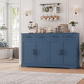 HOSTACK 60' Large Buffet Sideboard with Storage, 36' Tall Kitchen Buffet Storage Cabinet with 4 Drawers, Modern Coffee Bar Cabinet with Black Handles, Long Sideboard Buffet Table for Kichen, Blue