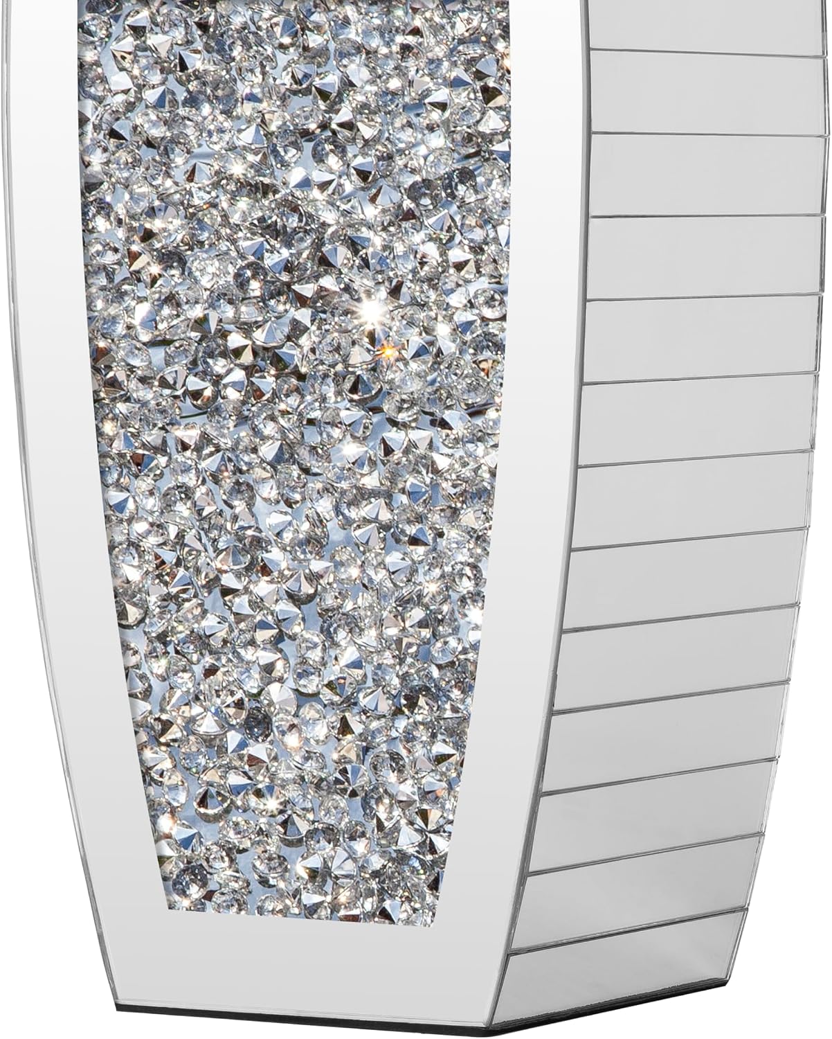 SHYFOY 36' Tall Crushed Diamond Floor Vase Silver Mirrored Tall Vases for Floor Large Crystal Decorative Glass Standing Vase Luxury for Home Decor Living Room Office Bedroom Kitchen