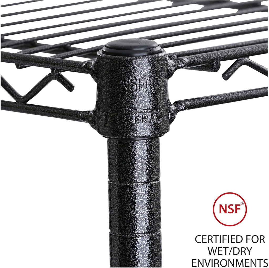 Alera 5-Shelf Wire Shelving Kit with Casters and Shelf Liners, 36w X 18d X 72h, Black Anthracite