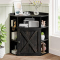 Vabches Corner Cabinet, Corner Storage Shelf with USB Ports and Outlets Industrial Organizer for Small Space Wooden 6-Cubby Bookshelf for Study, Playroom, Living Room (Dark Rustic Oak)