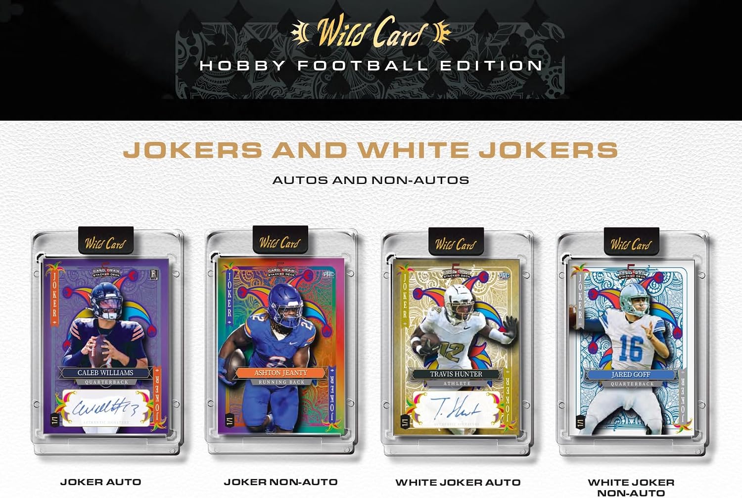2024 Wild Card Five Card Draw Stacked Deck Football Hobby Trading Card Box (5 Autograph Cards Per Hobby Box Including a 1/1 Auto Encased Card)