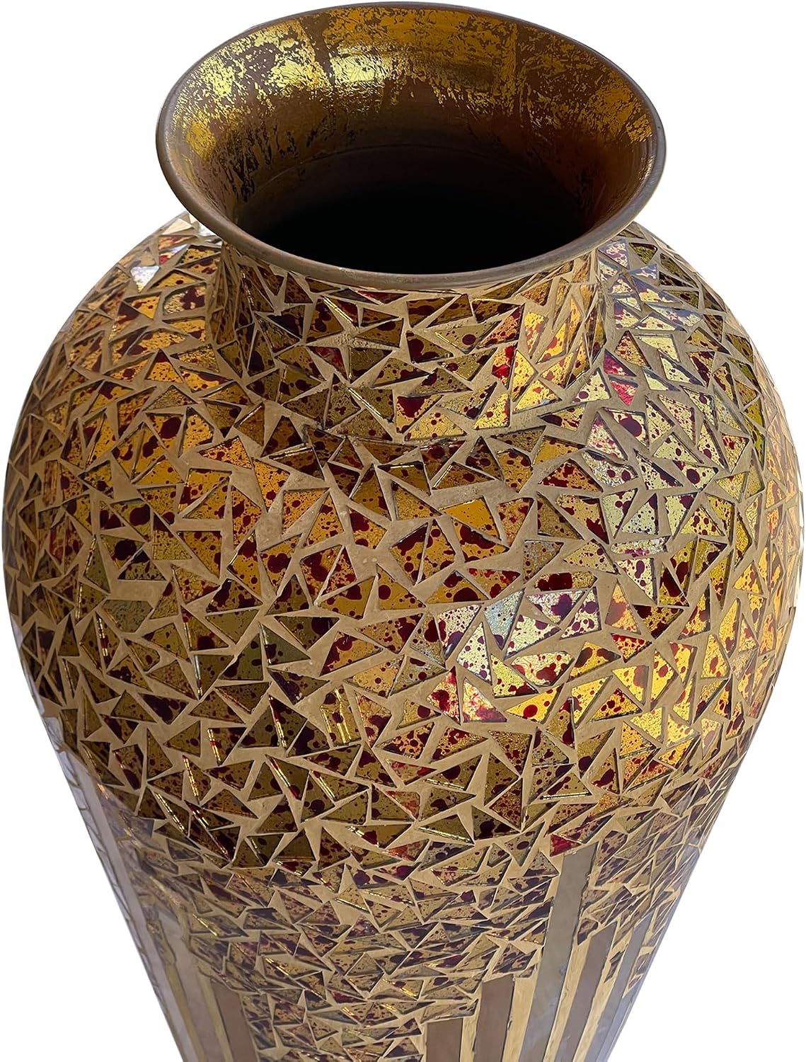Tall Mosaic Floor Vase 22 Inch – Handmade Multi Golden Sands Glass Mosaic Vase for Pampas Grass & Flowers | Decorative Metal for Living Room, Entryway, Bedroom & Table Centerpiece Decor