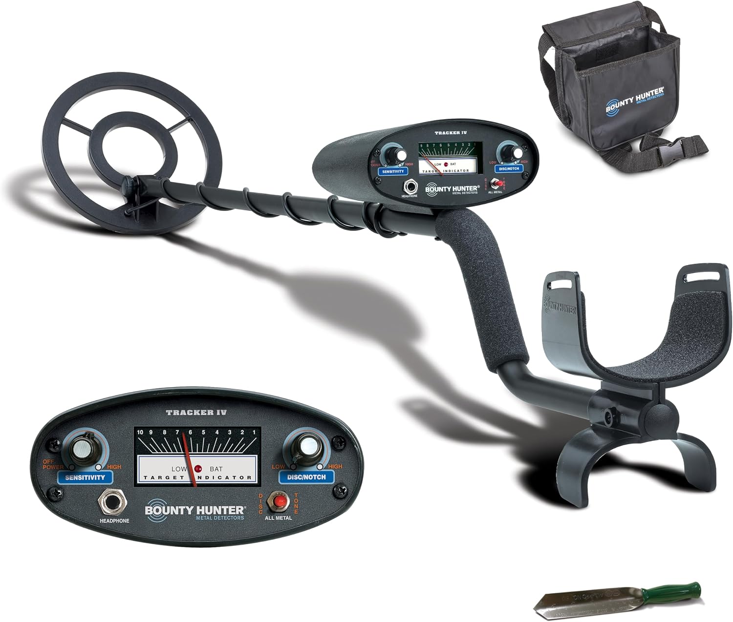 Bounty Hunter Tracker IV Metal Detector for Adults & Kids – Gold & Silver Finder with Waterproof 8' Coil, 3 Detection Modes, Easy to Use, Lightweight, Includes Digger & Pouch – Made in USA