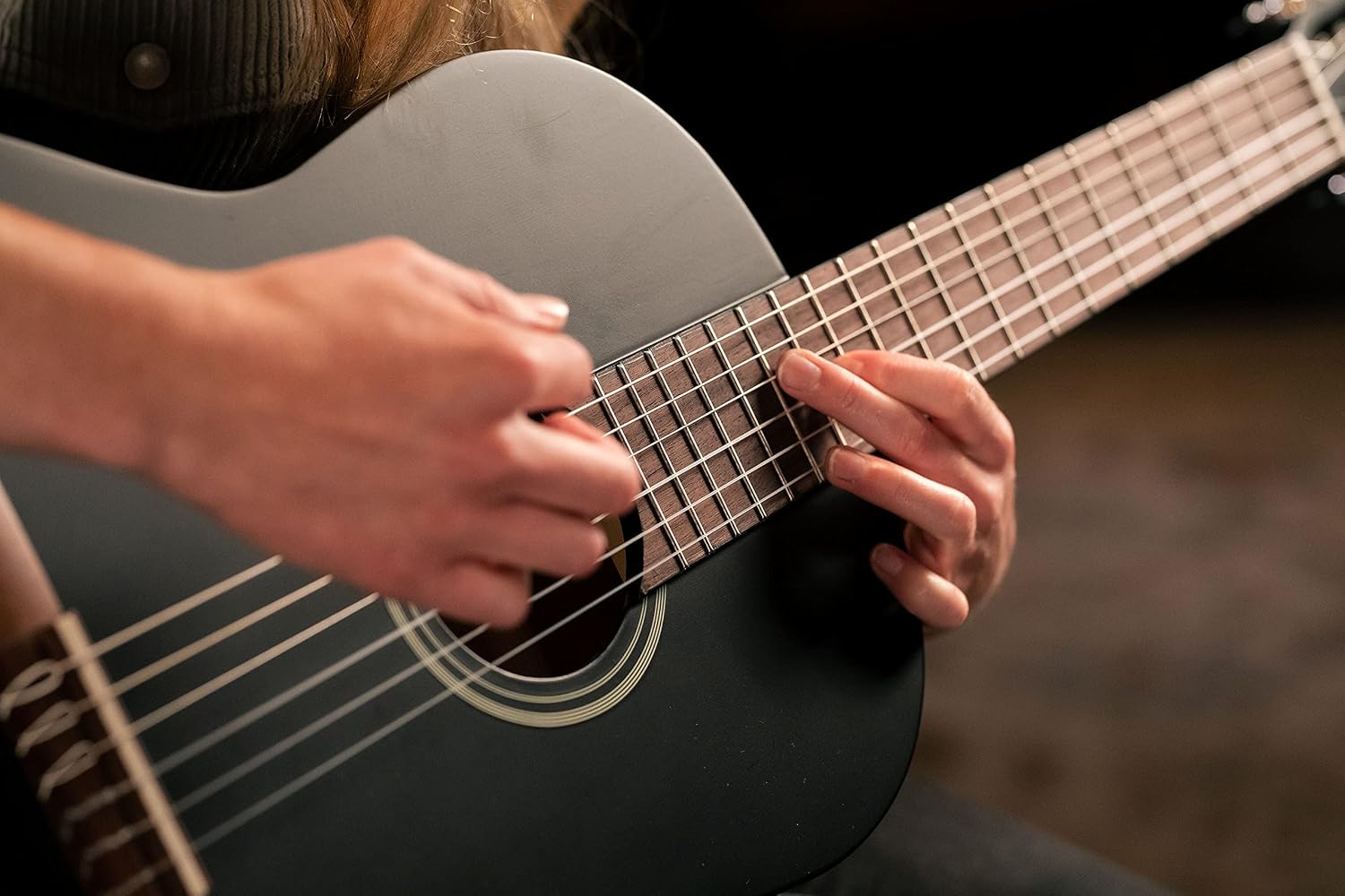 Ortega Student Series Full Size 6-String Nylon Classical Guitar, Matte Black (RST5MBK)