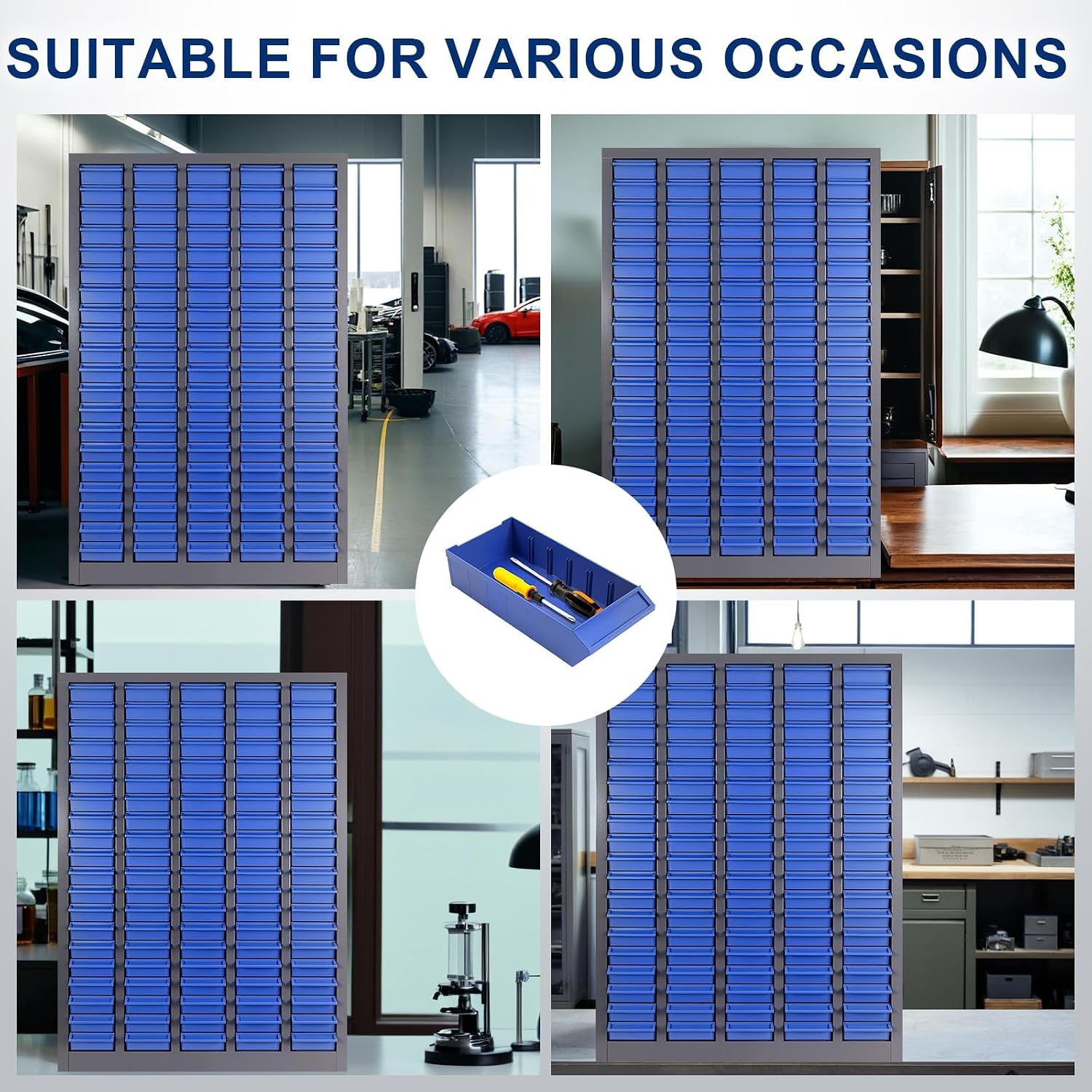 100 Drawer Small Parts Organizer Cabinet with ABS Drawers, Nuts and Bolts and Screw Organizer with Dividers, Hardware Storage with Label Slots, Metal Parts Cabinet for Garage Workshop