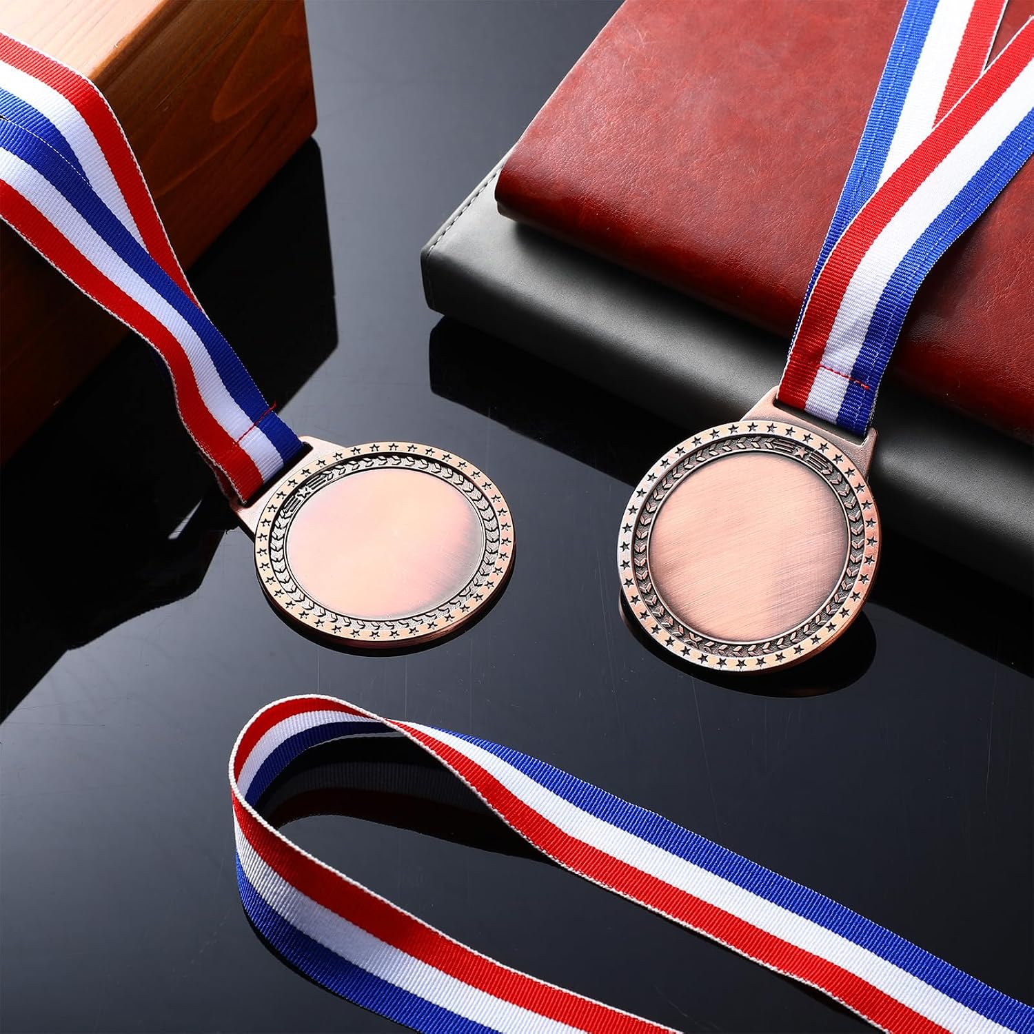 Sasylvia Blank Award Medals with Neck Ribbons Create Your Own Medals Kit Cheer Winner Participation Trophy Metal Gifts for Soccer Football Party Game
