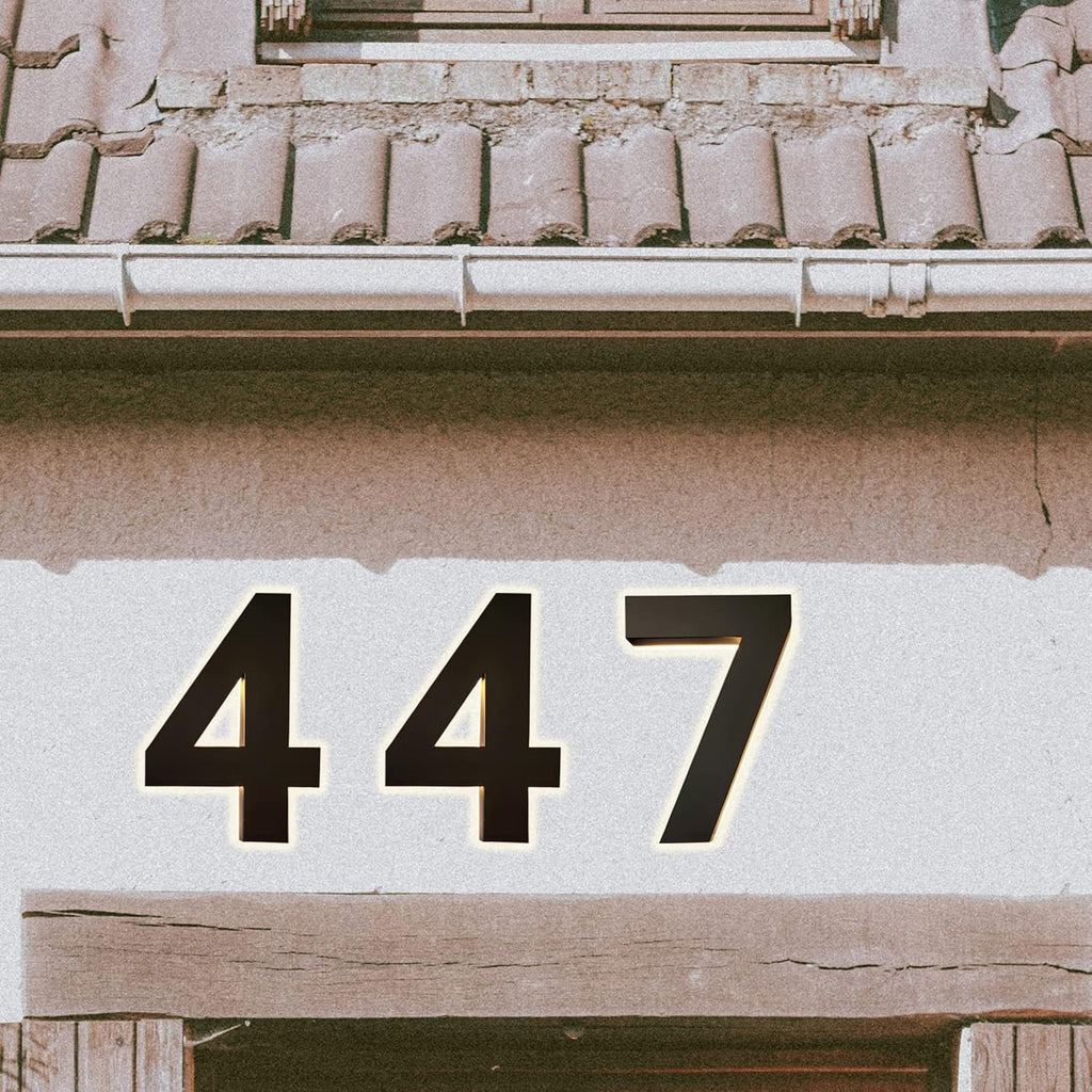16' Illuminated House Numbers For Outside, Backlit LED Home Address Number, Stainless Steel Hand-Polished For Light Up Address Numbers For House,S