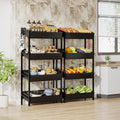 Tribesigns Wood Fruit and Vegetable Basket Stand Rack for Kitchen, Office, Store, Supremarket, Pantry Shelf Unit for Snacks, Cookies, Candies, 4-Tier Wooden Utility Storage Shelves (Black, 2PCS)