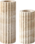 SAFAVIEH Home Collection Teroi Sand Color Travertine Vase Set of 2 – Sand Color, Cylindrical Design, Decorative Accent for Shelves, Tables, or Entryways