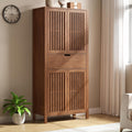 BVIUNTWO 69' Tall Farmhouse Storage Cabinet with Drawer & Adjustable Shelves, Grille Door Organizer Unit, Anti-Tip Design for Bathroom, Kitchen, Living Room, Rustic Brown
