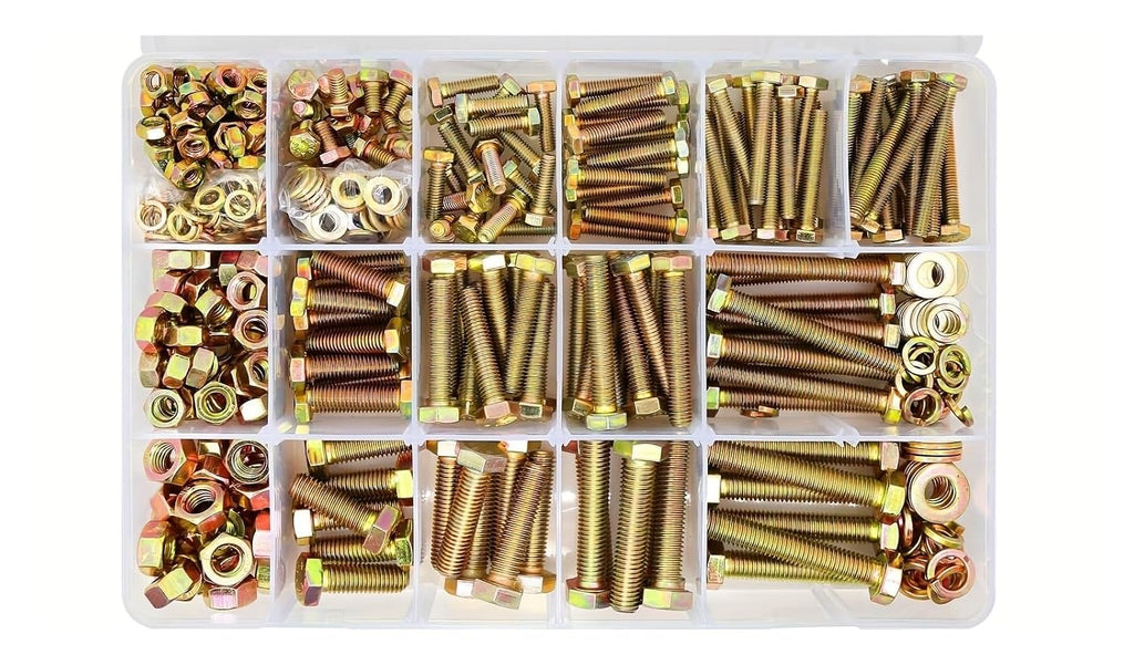 246/596/730/1650 Pieces of M4 M5 M6 M8 M10 Bolt and Nut Classification Kit Grade 8. Alloy Steel Hexagon Screw Washer(596PCS-M6M8M10)